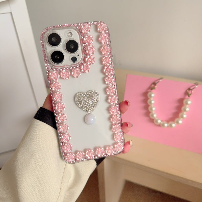 Bloom With Love!Flowers & Heart Pearl iPhone Case