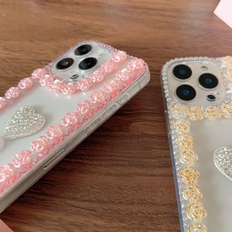 Bloom With Love!Flowers & Heart Pearl iPhone Case