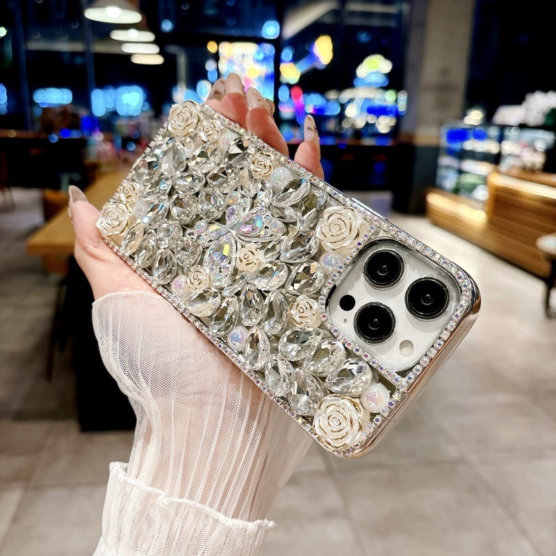 Sparkling Rhinestones Butterfly Flowers iPhone Case