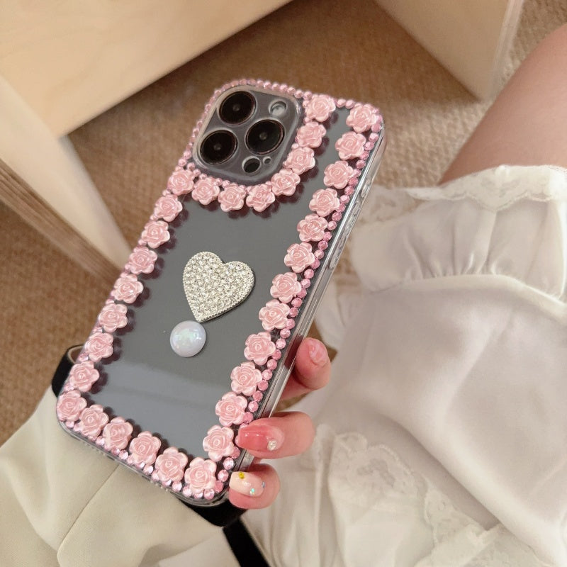 Bloom With Love!Flowers & Heart Pearl iPhone Case