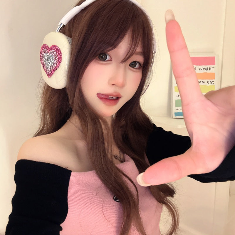 Sparkling Heart Transparent AirPods Max Case
