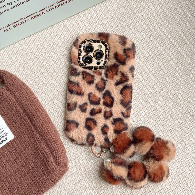 Wild & Chic!Hot Pink Leopard Print Plush iPhone Case With Free Wristlet