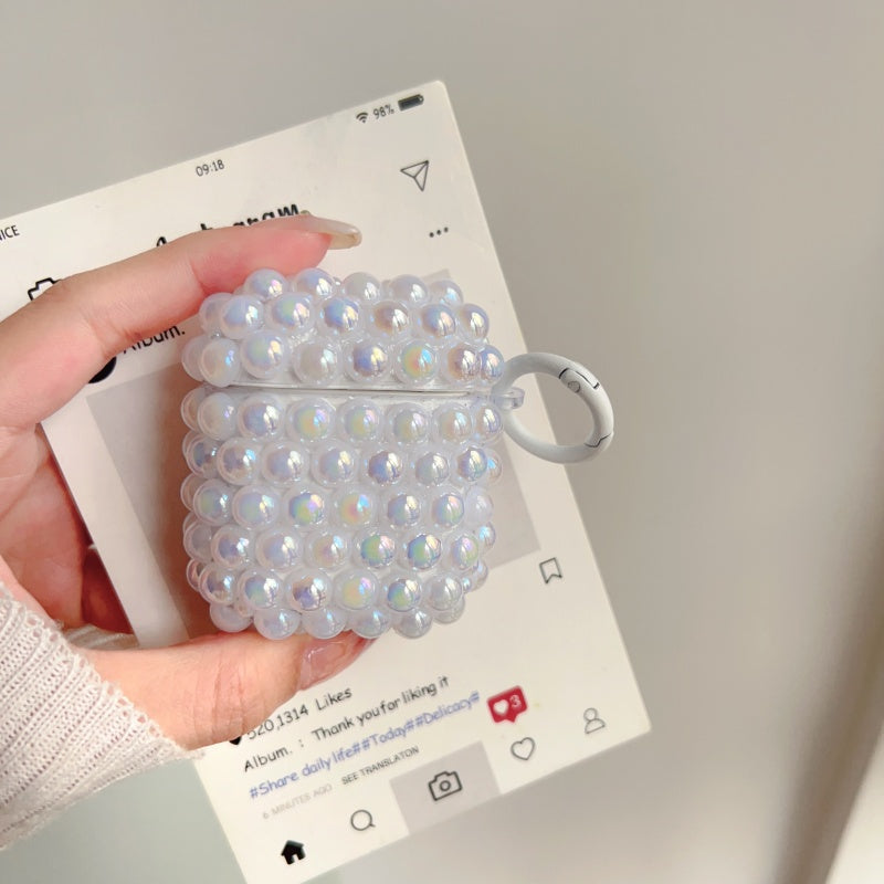 Pink Shimmering Pearl AirPods Case With Ring