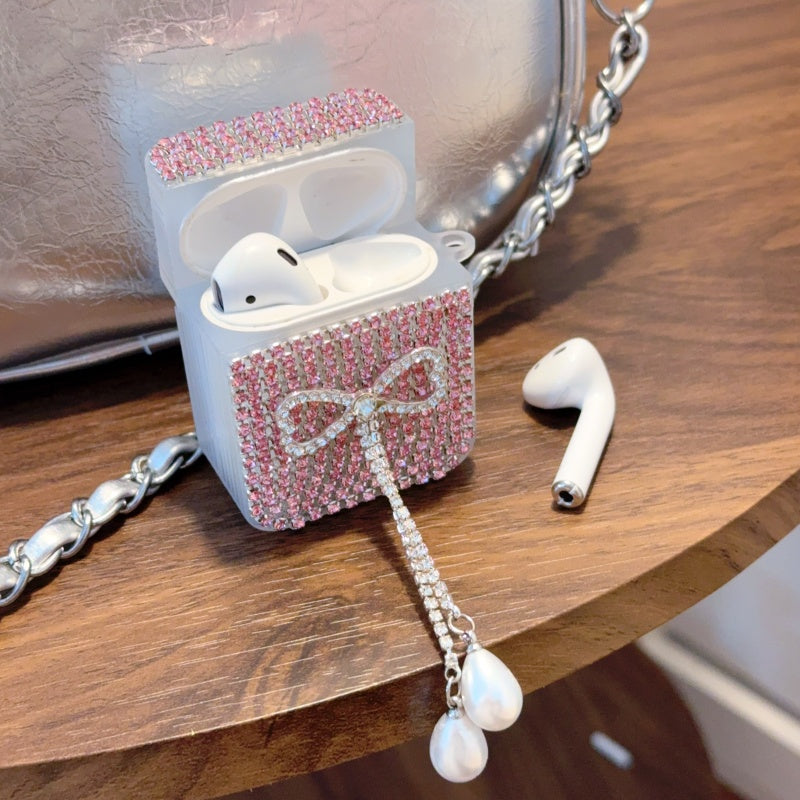 Teardrop Rhinestone Bow AirPods Case