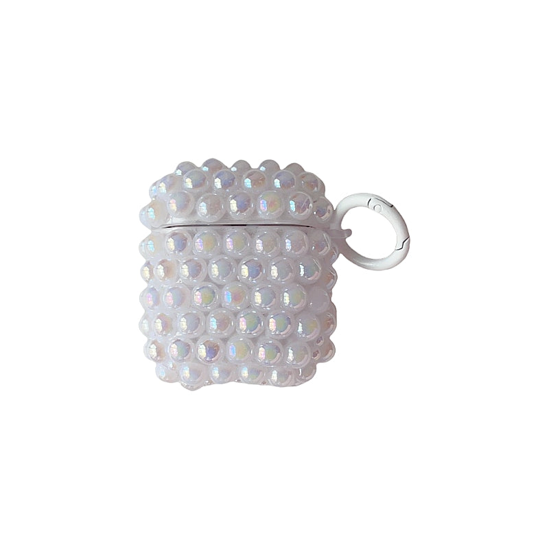 White Shimmering Pearl AirPods Case With Ring