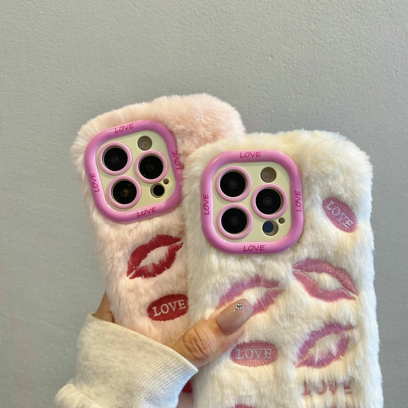 White Multi-Lips Plush iPhone Case