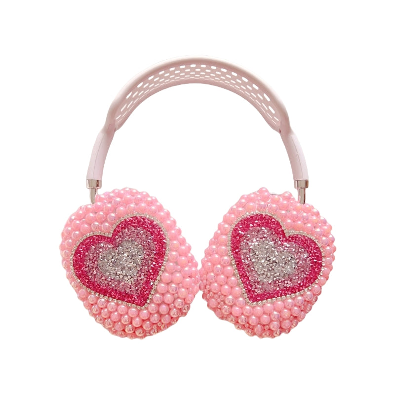 Sparkling Rhinestones Heart-shaped Pearl Iridescent AirPods Max Case