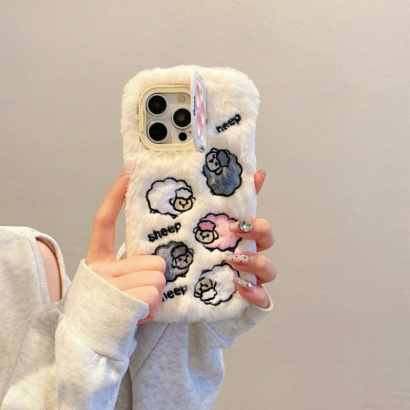 Cloud-Like Softness!Blue Plush Lamb iPhone Case
