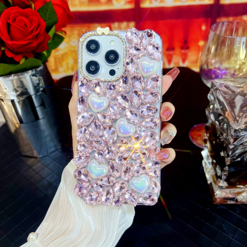 Glittering Large Rhinestones Heart iPhone Case