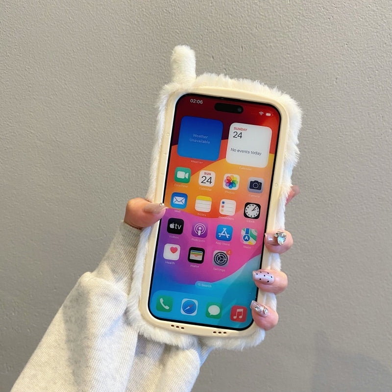 White Retro Handset Plush iPhone Case