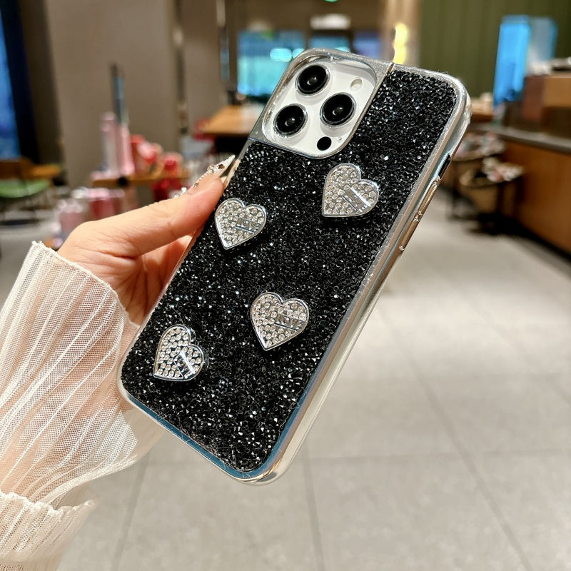Black Shiny Metallic Love iPhone Case
