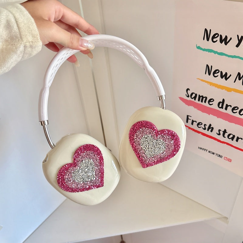 Sparkling Heart Transparent AirPods Max Case