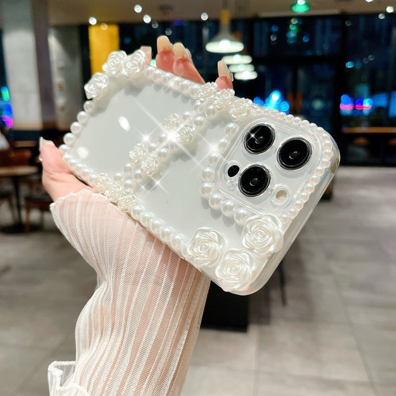 Elegant Pearl Camellia Flowers iPhone Case