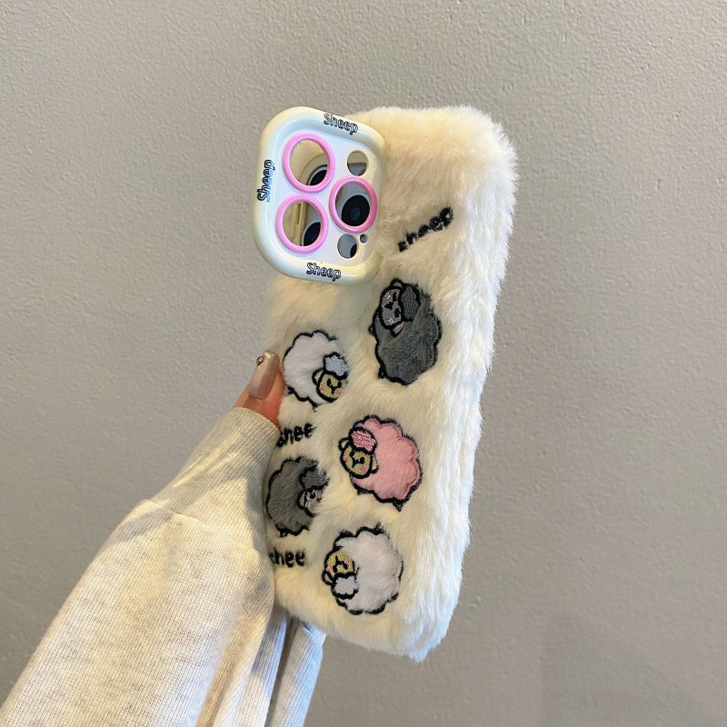 Cloud-Like Softness!Blue Plush Lamb iPhone Case