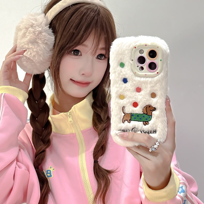 Sausage Dog Plush White iPhone Case
