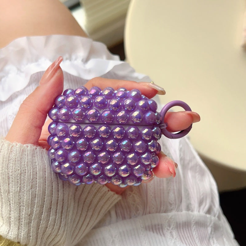 Pink Shimmering Pearl AirPods Case With Ring
