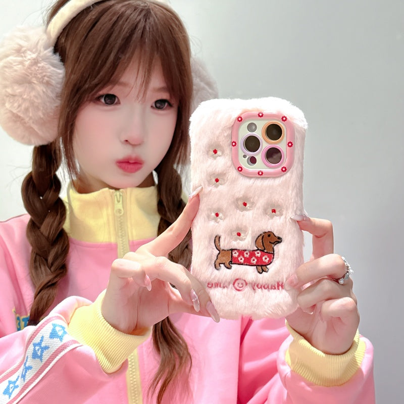 Sausage Dog Plush White iPhone Case
