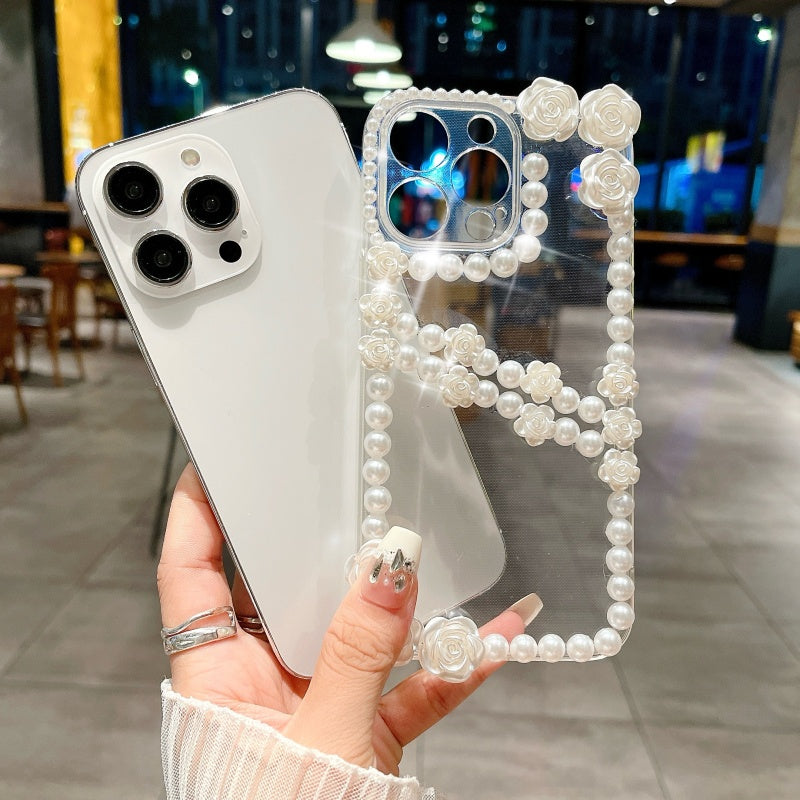 Elegant Pearl Camellia Flowers iPhone Case