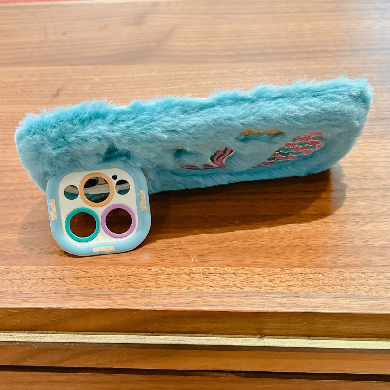 Blue Fuzzy Whale iPhone Case