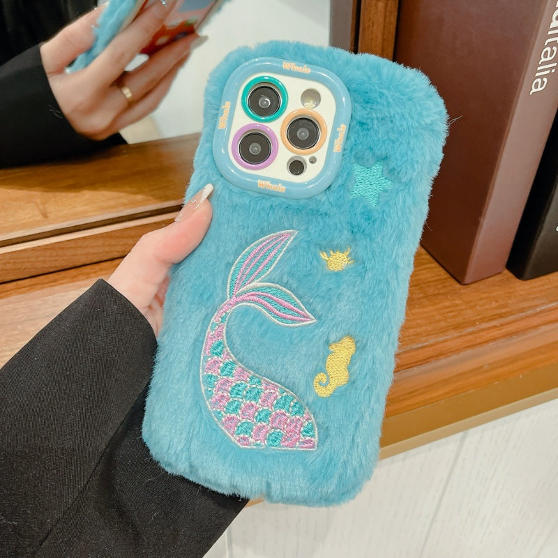 Blue Fuzzy Whale iPhone Case
