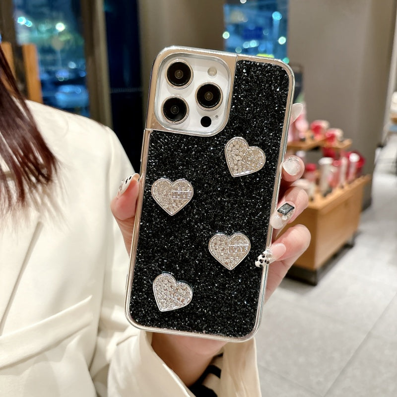 Black Shiny Metallic Love iPhone Case