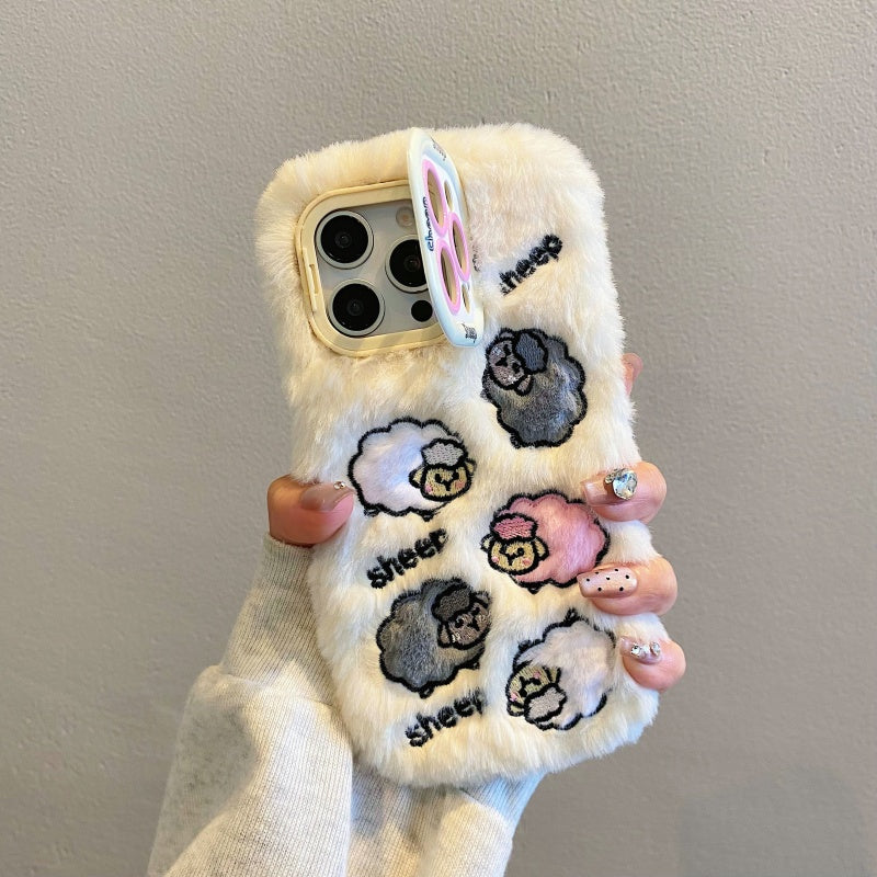 Cloud-Like Softness!Blue Plush Lamb iPhone Case