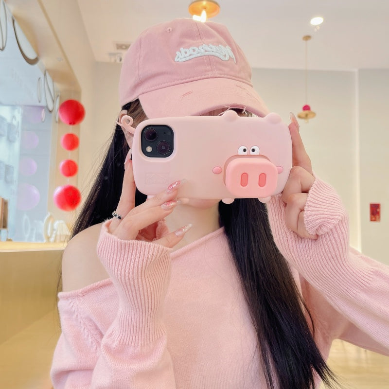 Adorable Free-range Pig iPhone Case With Stand