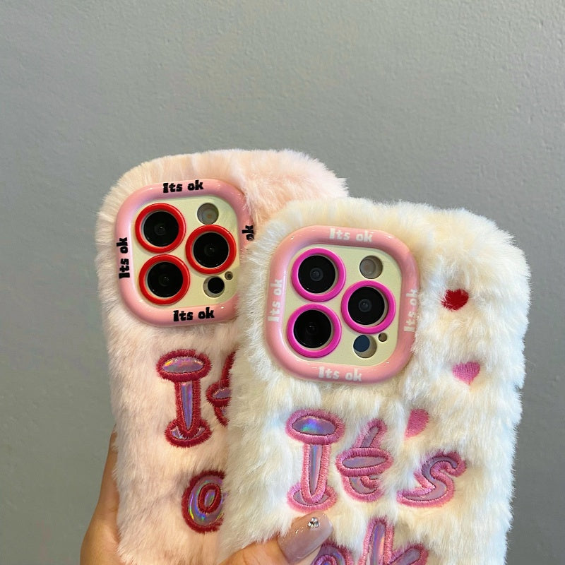 Pink It’s Ok Plush iPhone Case