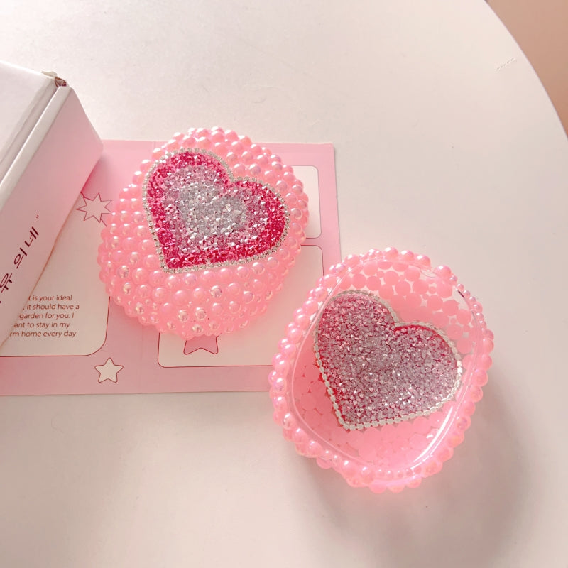 Sparkling Rhinestones Heart-shaped Pearl Iridescent AirPods Max Case