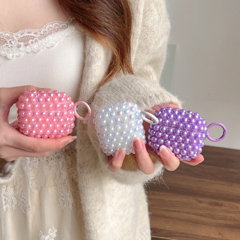Pink Shimmering Pearl AirPods Case With Ring