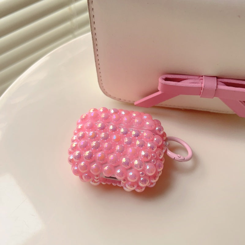 Pink Shimmering Pearl AirPods Case With Ring