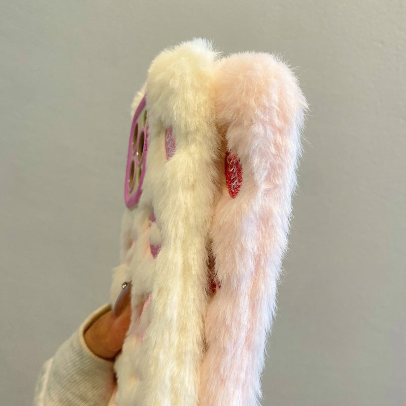 White Multi-Lips Plush iPhone Case