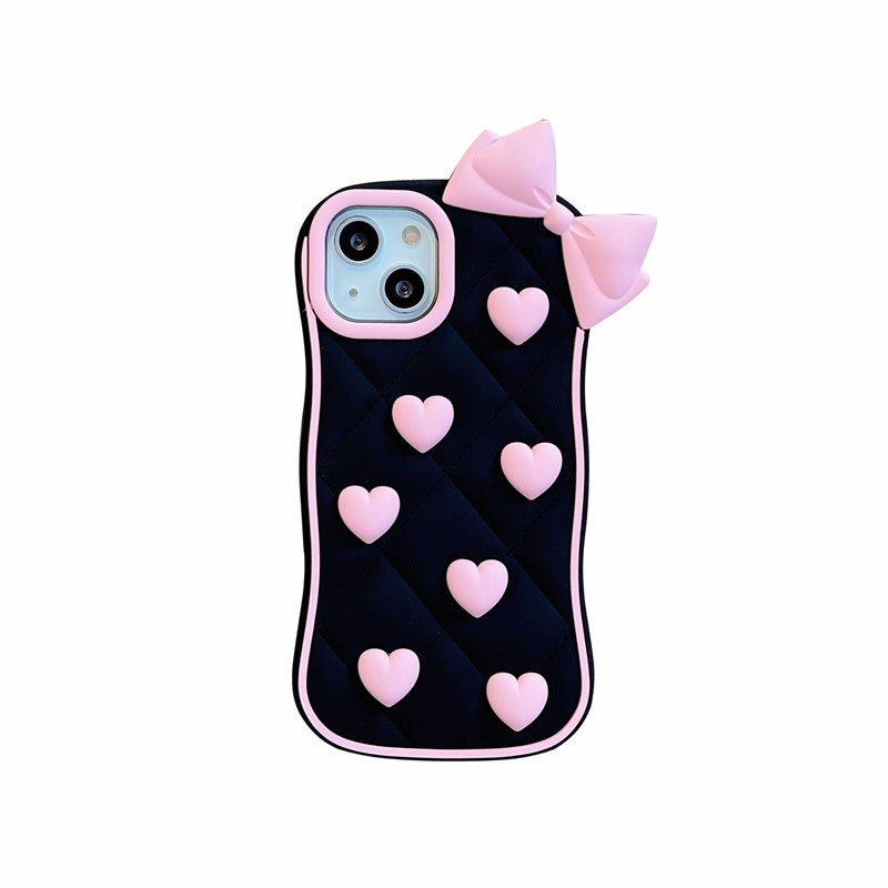 Black iPhone Case With Bow And Heart