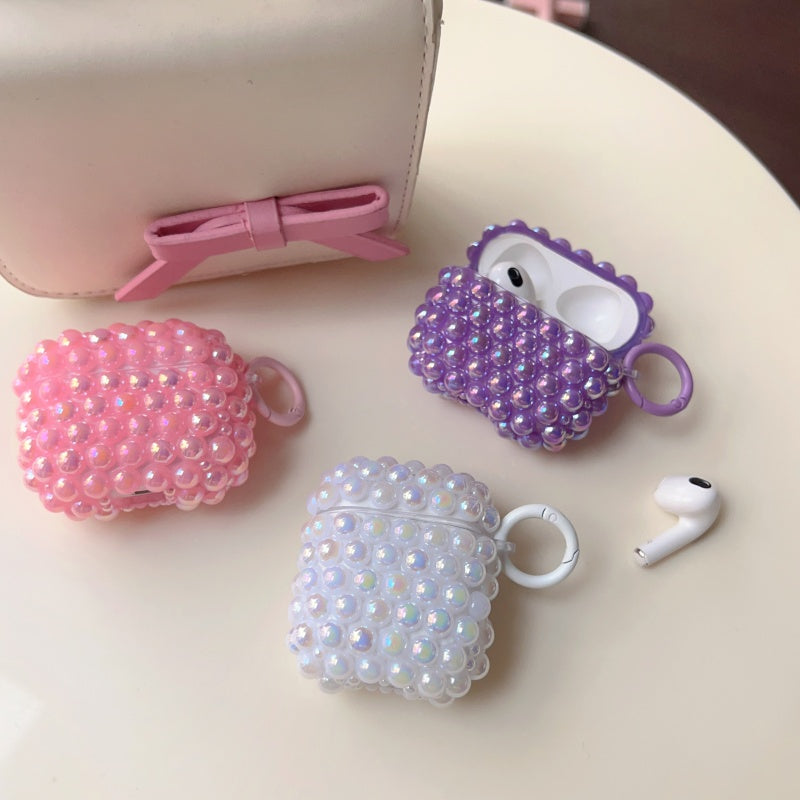 Pink Shimmering Pearl AirPods Case With Ring