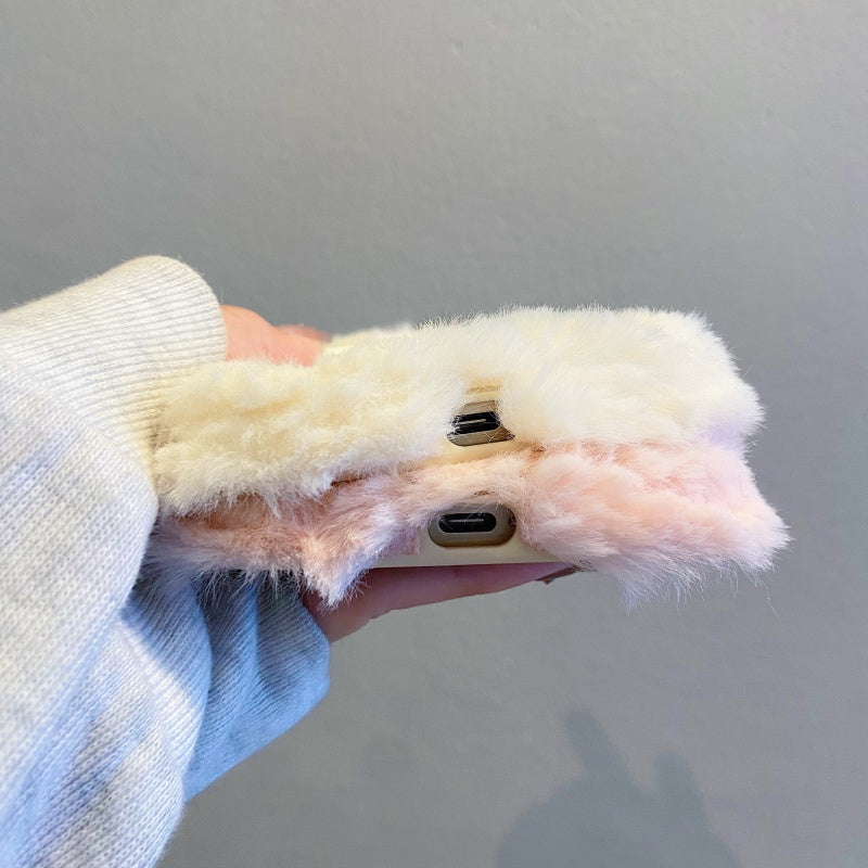 White Retro Handset Plush iPhone Case