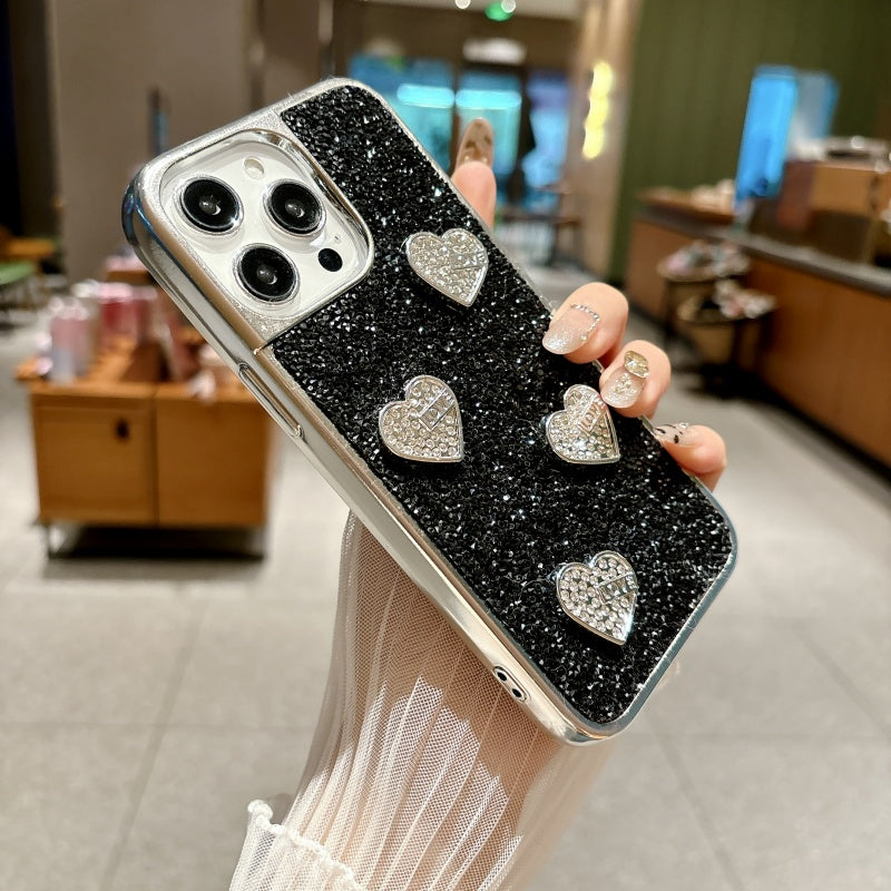Black Shiny Metallic Love iPhone Case