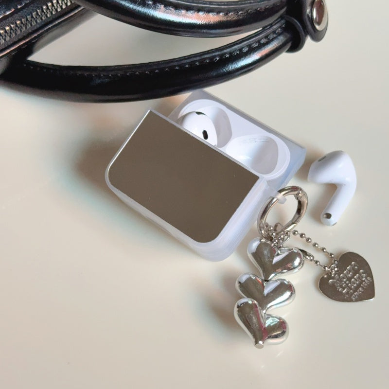 Mirror AirPods Case with Heart Charm Strap