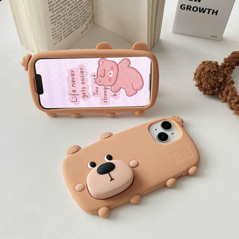 Adorable Free-range Bear iPhone Case With Stand