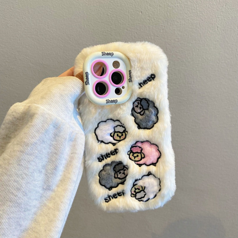 Cloud-Like Softness!Blue Plush Lamb iPhone Case