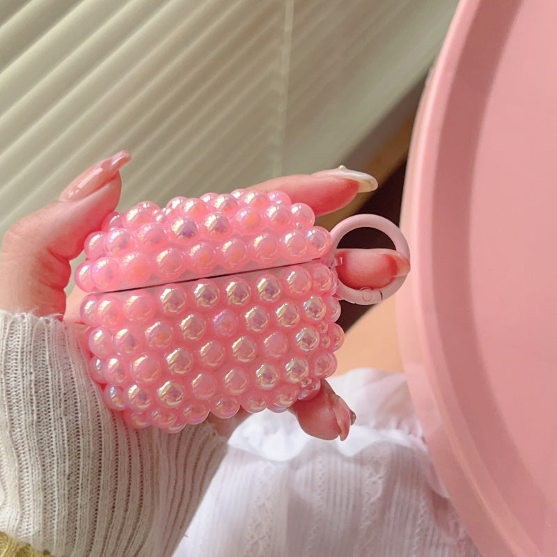 Pink Shimmering Pearl AirPods Case With Ring