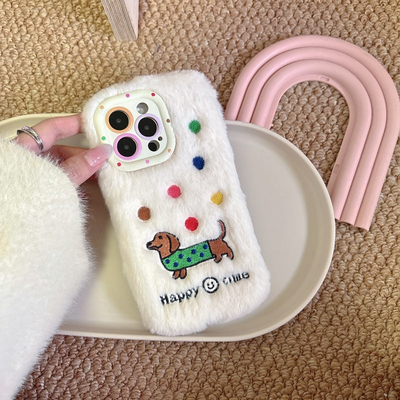 Sausage Dog Plush White iPhone Case