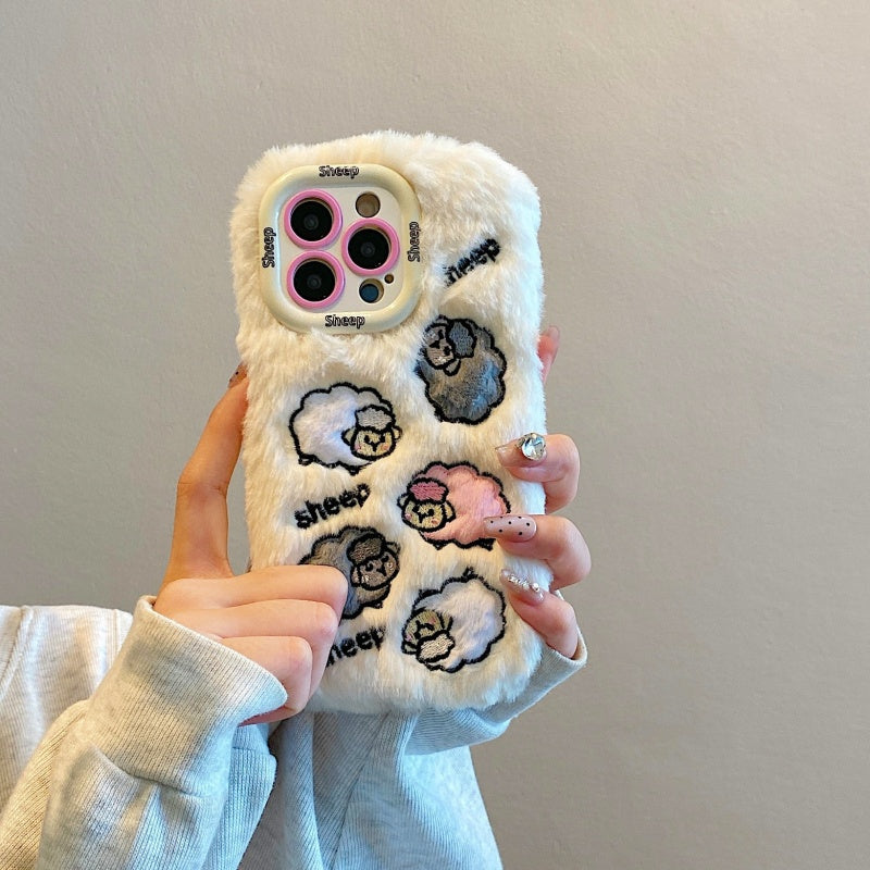 Cloud-Like Softness!Blue Plush Lamb iPhone Case