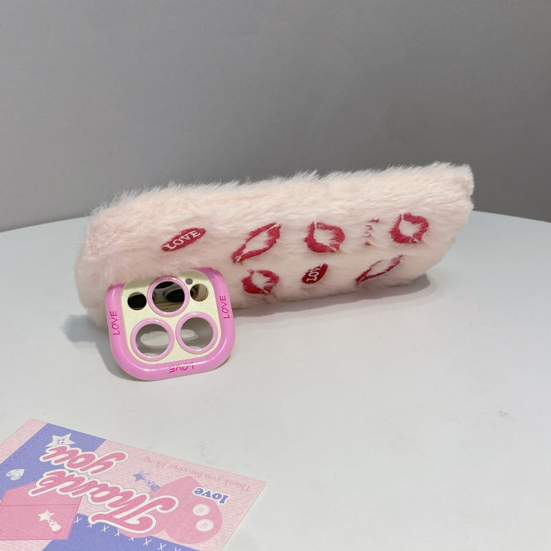 White Multi-Lips Plush iPhone Case
