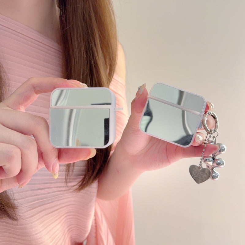 Mirror AirPods Case with Heart Charm Strap