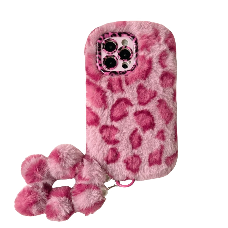 Wild & Chic!Hot Pink Leopard Print Plush iPhone Case With Free Wristlet