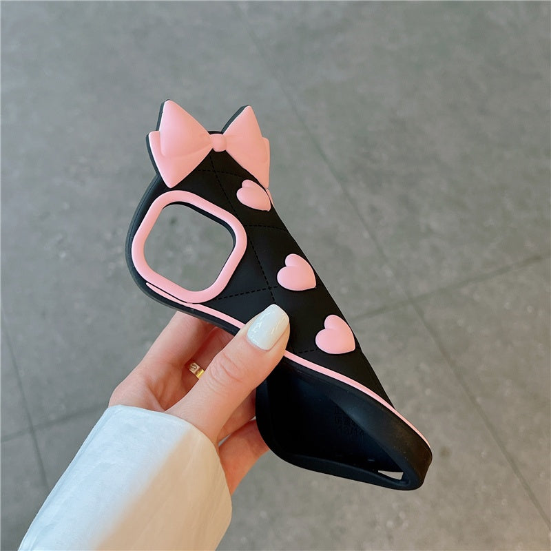 Black iPhone Case With Bow And Heart