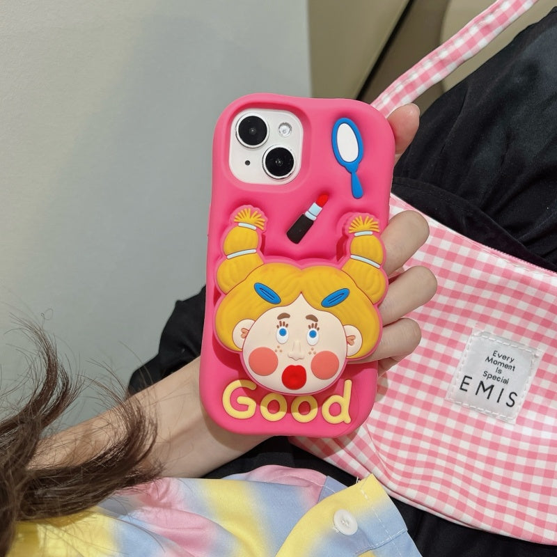 Lipstick Makeup Girl Stand Hot Pink iPhone Case