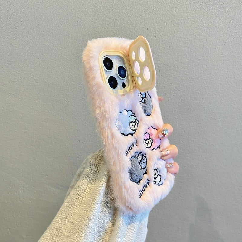 Cloud-Like Softness!Blue Plush Lamb iPhone Case
