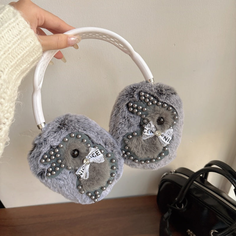 Pearl Bunny Plush Gray AirPods Max Case