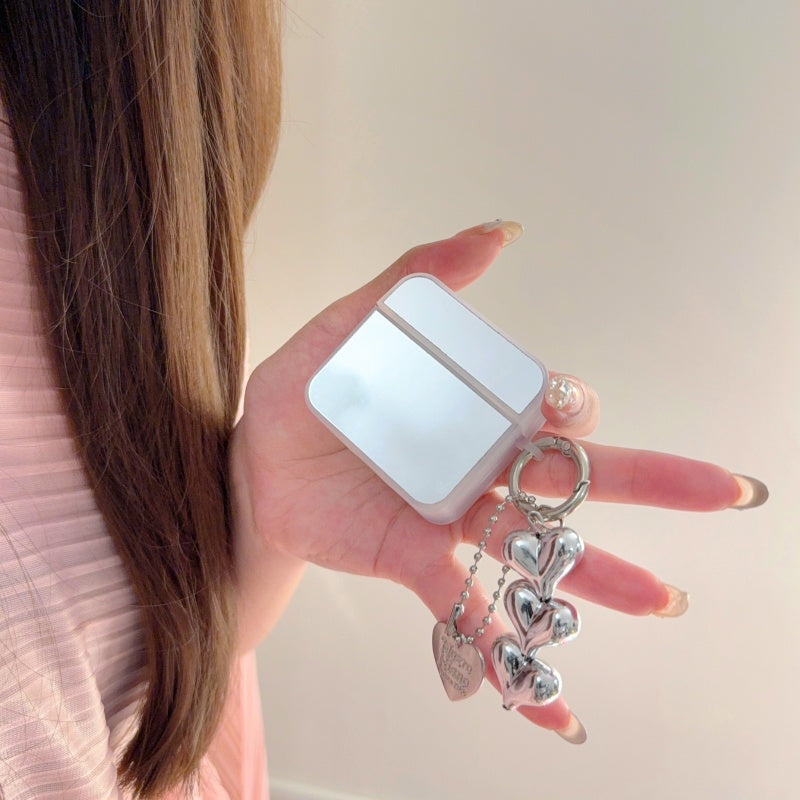 Mirror AirPods Case with Heart Charm Strap
